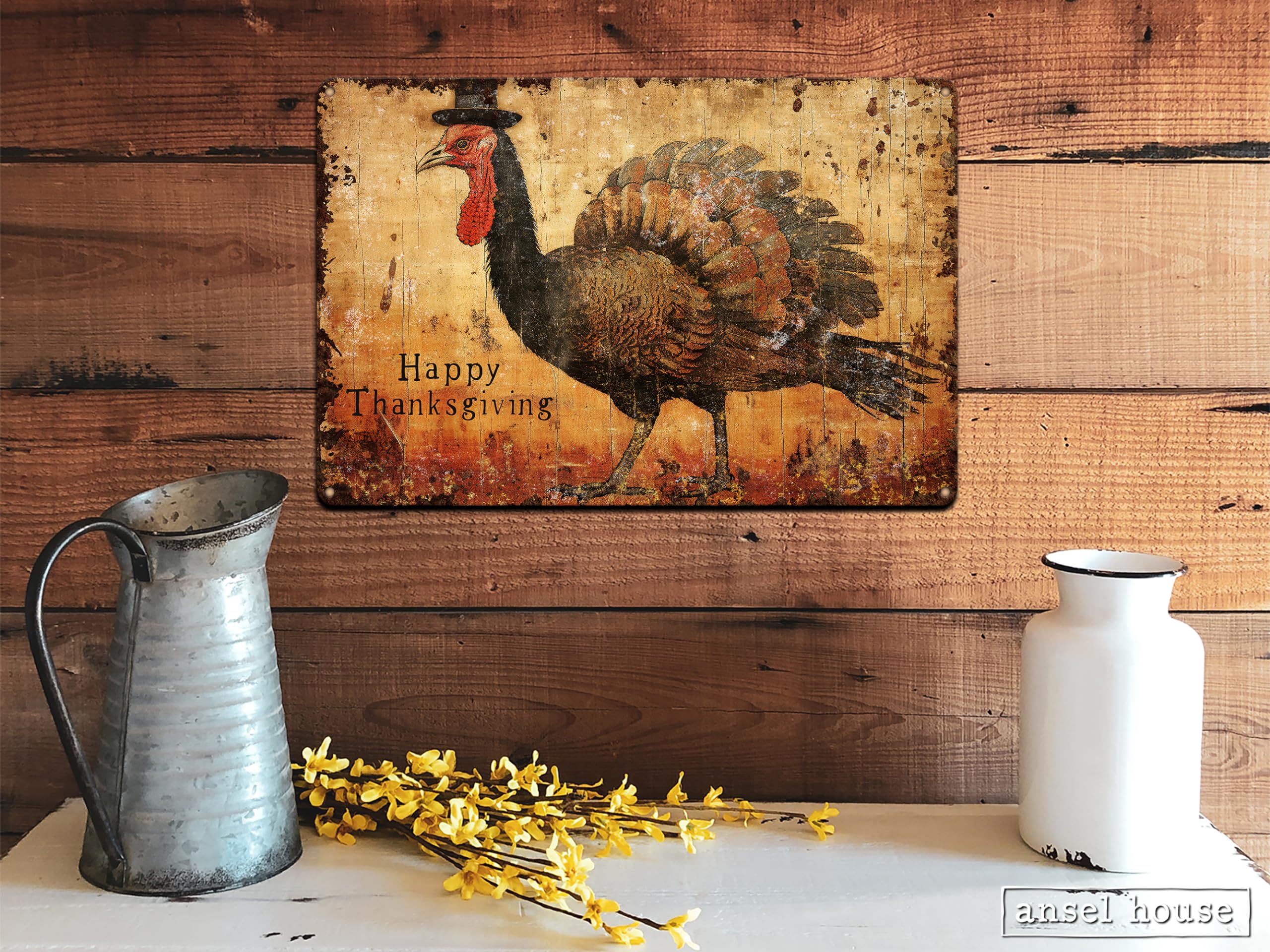 Metal sign holiday gift idea for turkey decor