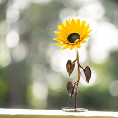 Metal Sunflower steel 11th 8.5 inch tall handcrafted in Quebec