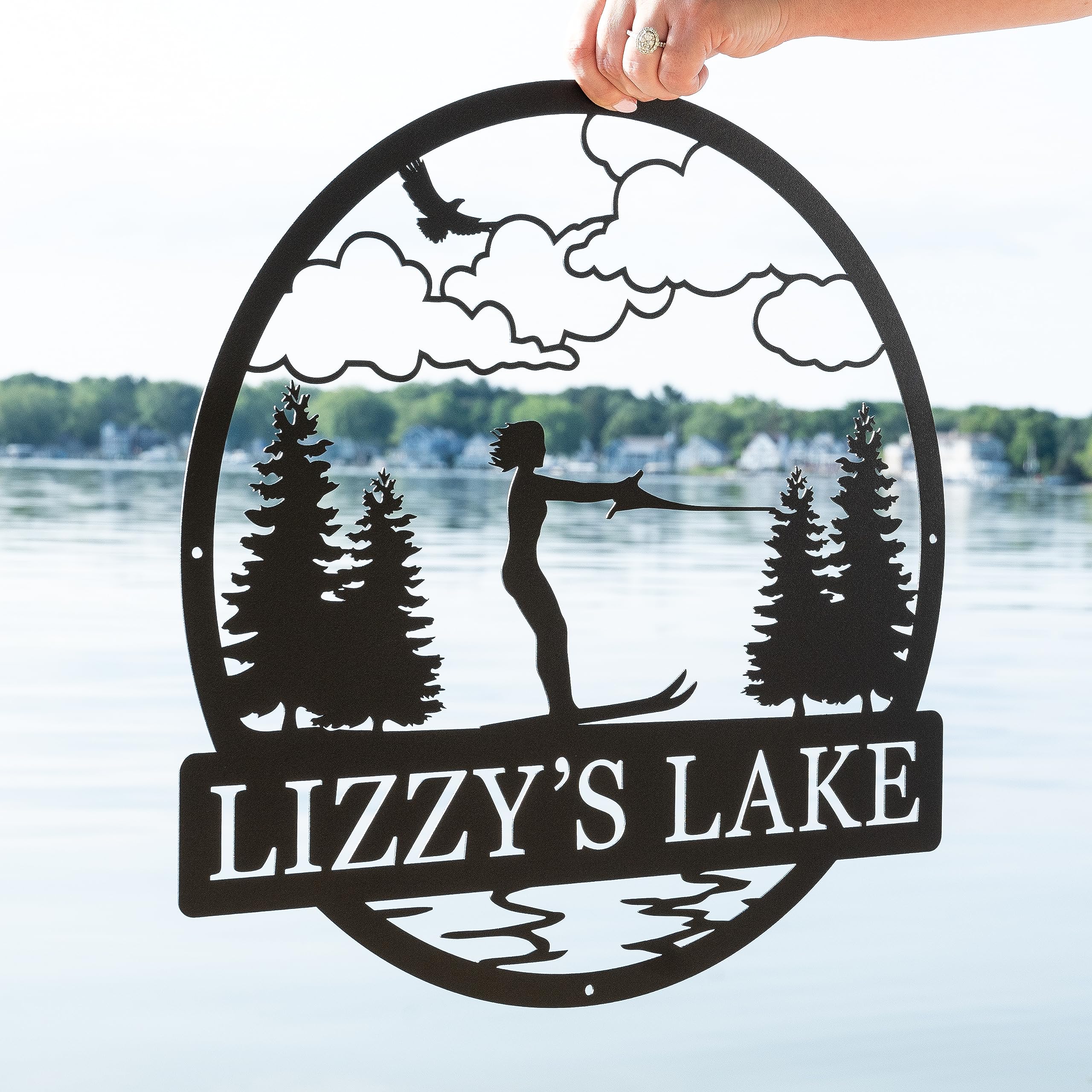 Metal Water Skiing Name Sign with durable finish