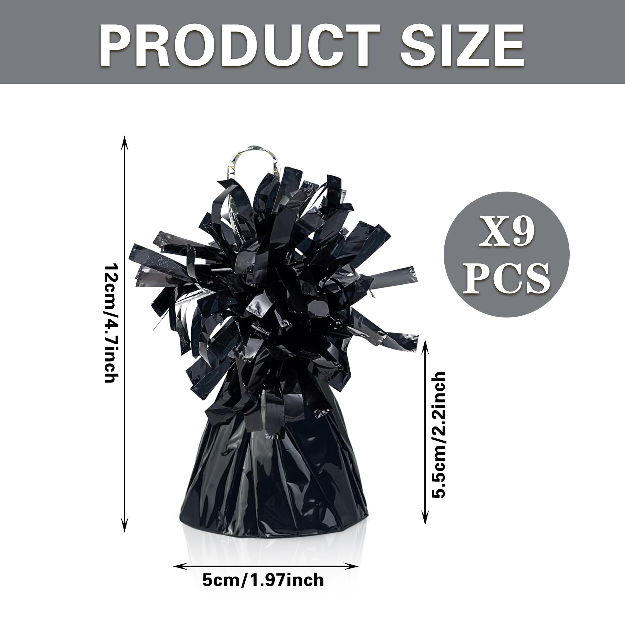 Metallic wrapped balloon weights in black color