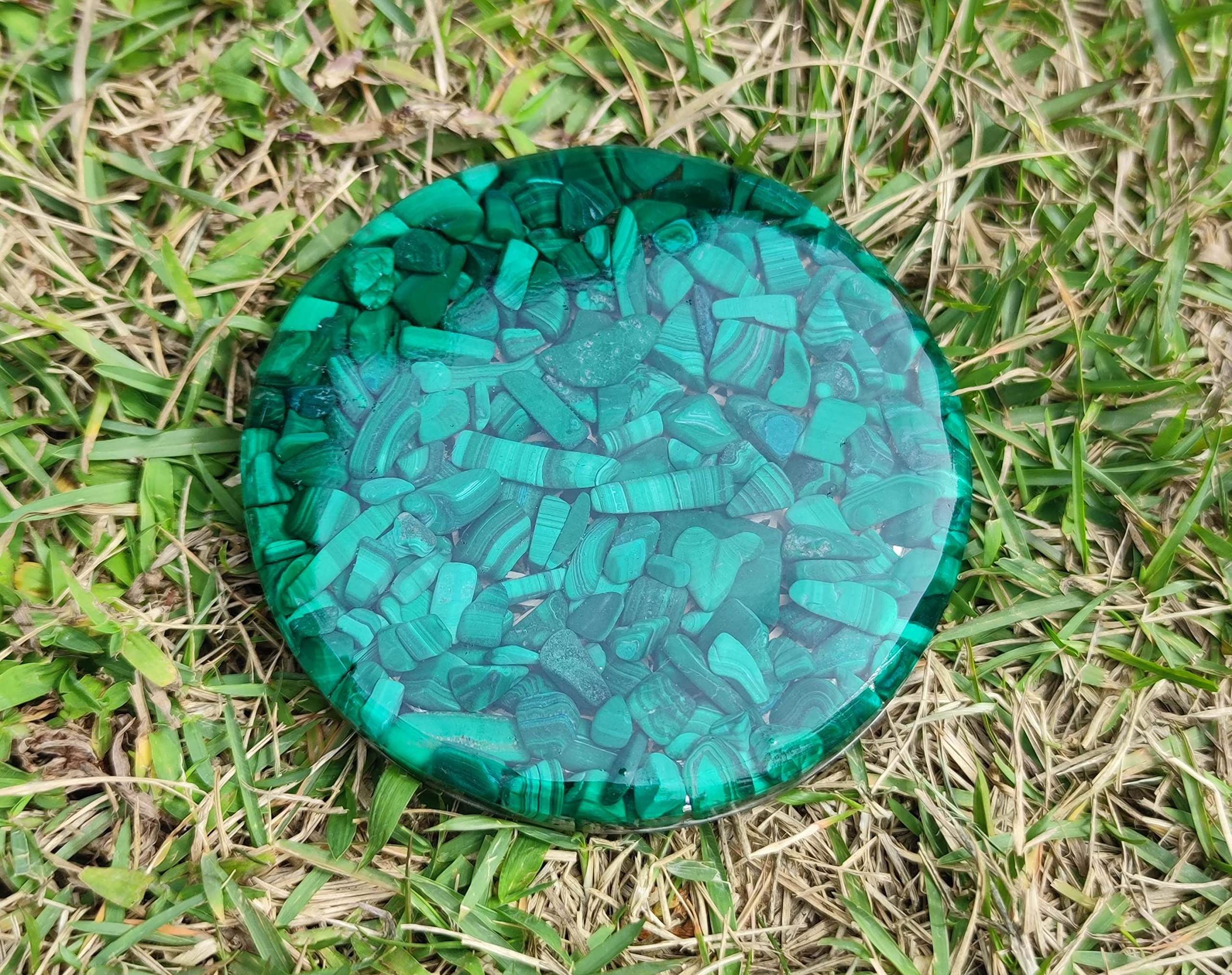 Triskelion symbol copper resin accents on coaster