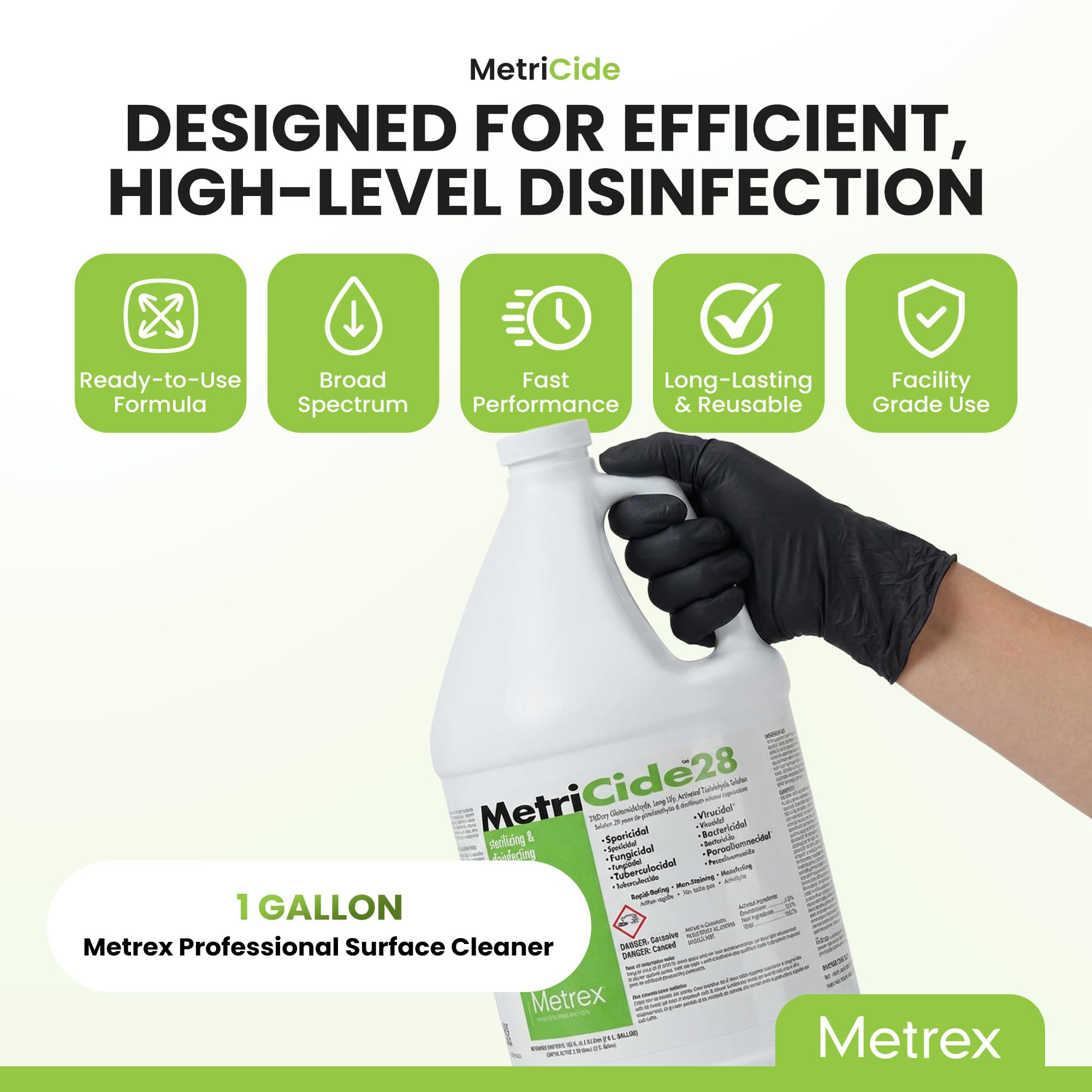 Metricide 28 sterilizing solution used in tray-system reprocessing