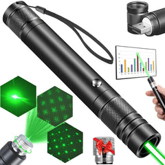 Meusno green laser pointer front view with frosted aluminum shell