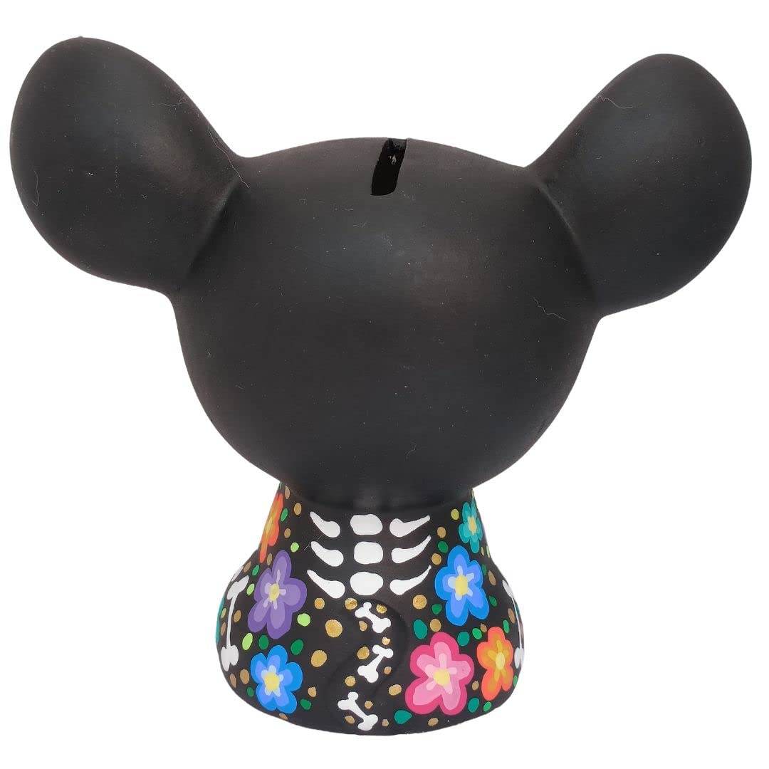 Colorful flower eye accents on catrina dog sculpture
