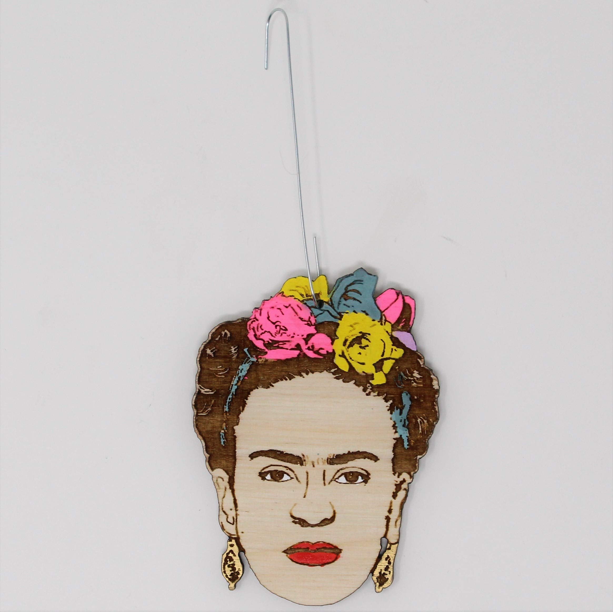 Birch wood ornament with flower crown design for Christmas tree