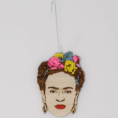 Birch wood ornament with flower crown design for Christmas tree