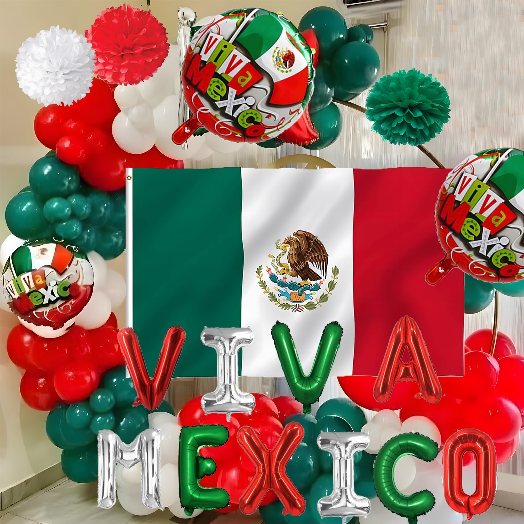 Mexican flag included with the decorations for patriotic display