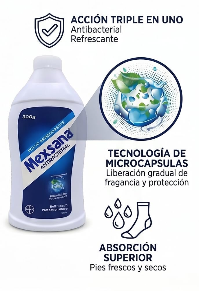 Mexsana powder for foot care in closed shoes