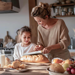 Home baker uses Mezzo Serrated Bread Knife for homemade bread