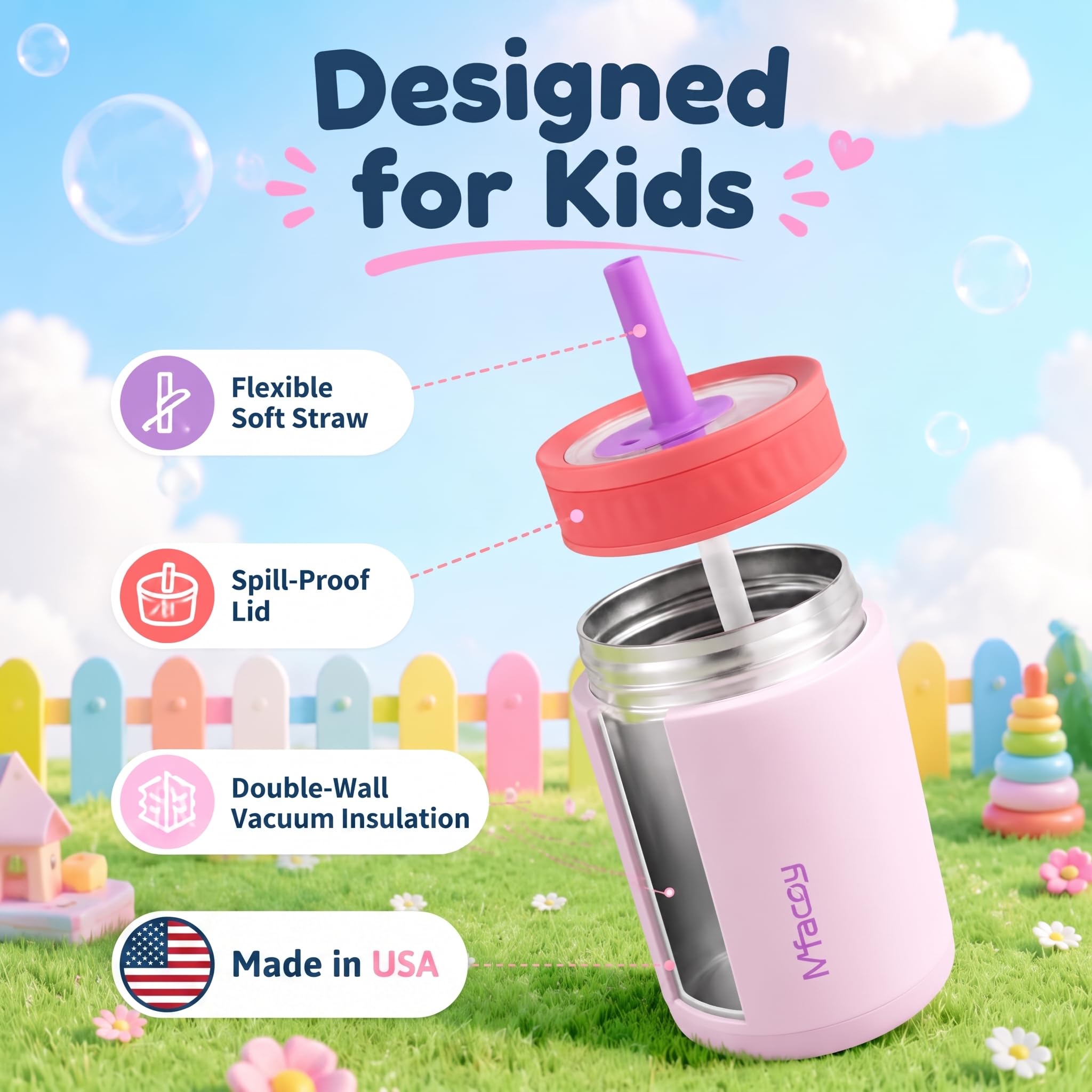 Non plastic stainless steel kid cup by Mfacoy 12 oz