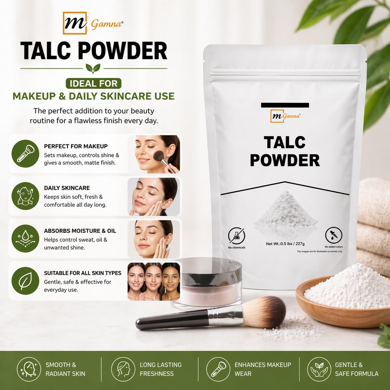 mganna 0.5 pounds talc powder packaging