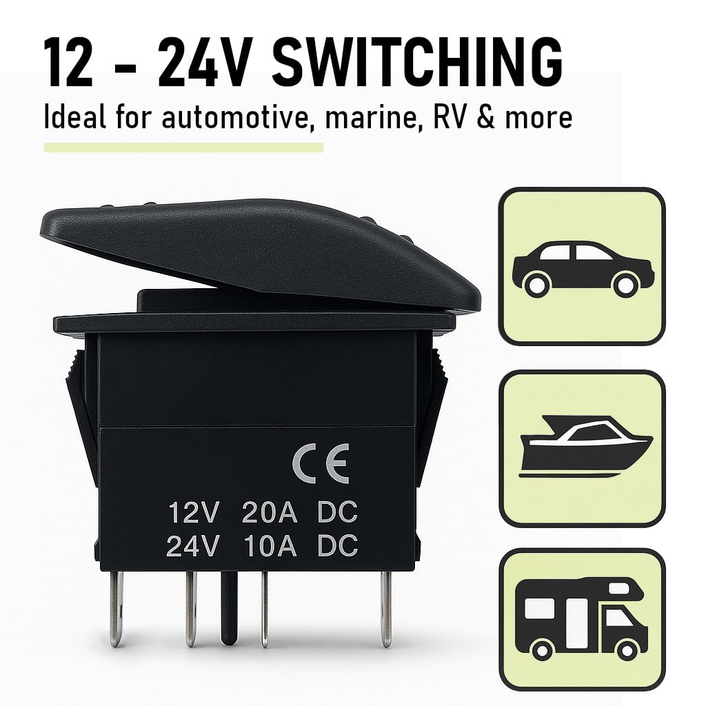 1-Pack blue lighted marine rocker switch