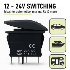1-Pack blue lighted marine rocker switch