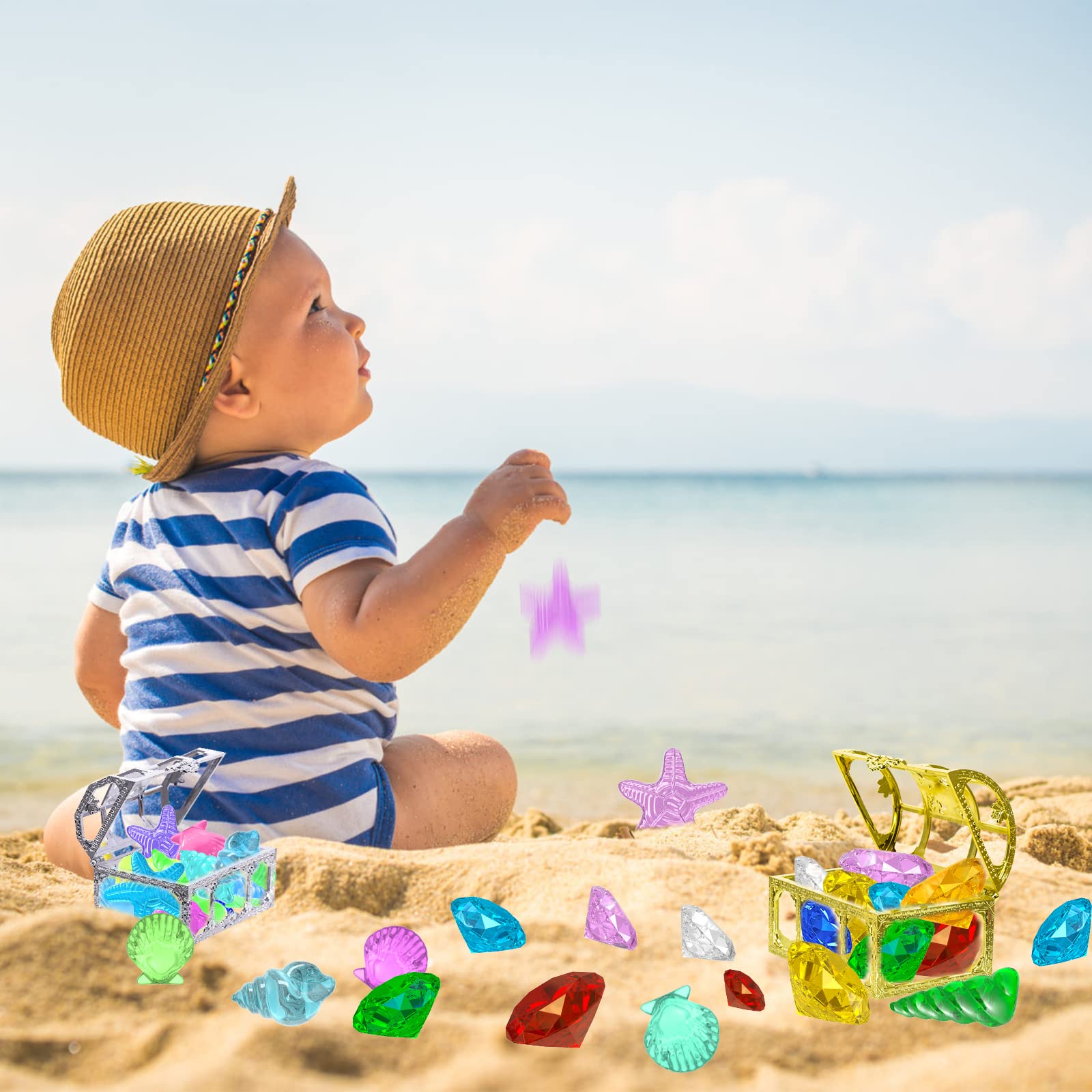Pirate treasure box sinking pool toy for kids