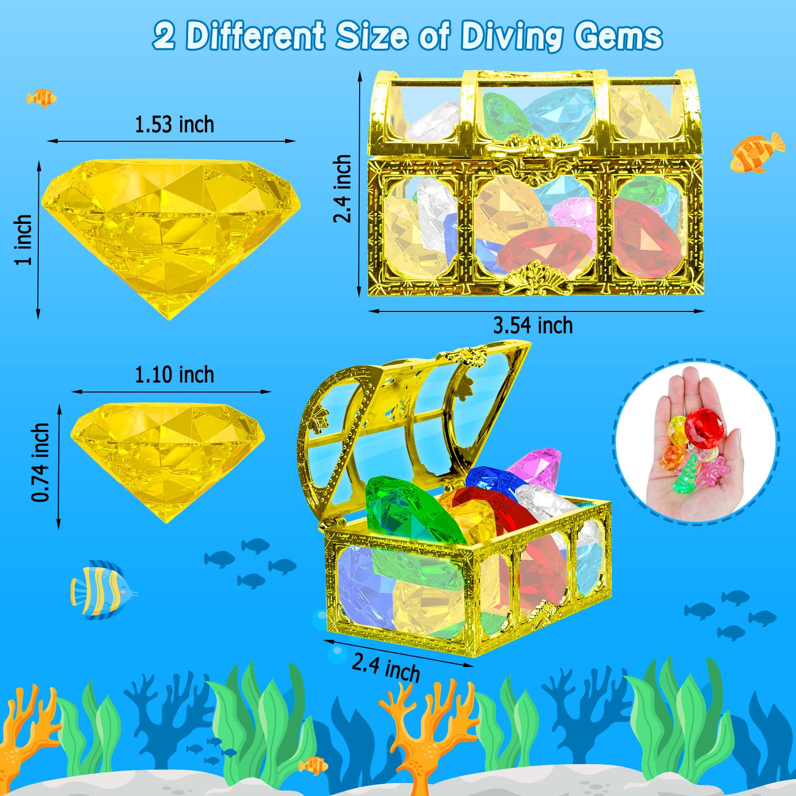 Colorful diamonds diving gems pool toys for kids