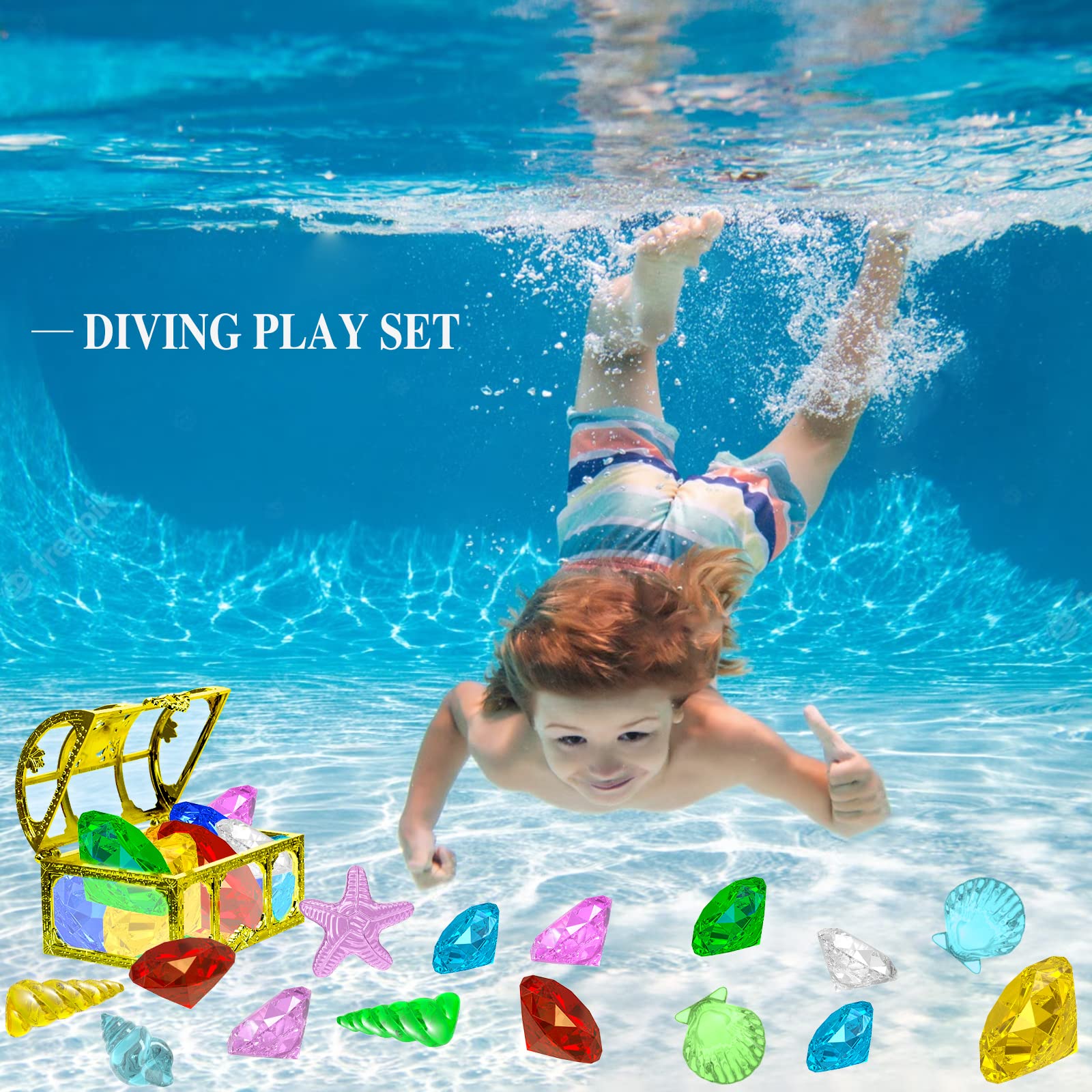Non-toxic acrylic diving gems color fast for pool play