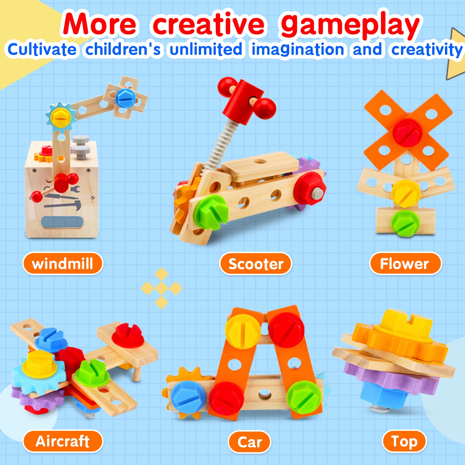 Building blocks gears screws and nuts in Mgtfbg set
