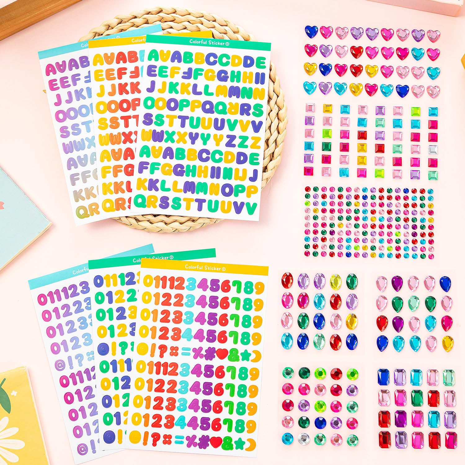 Self-adhesive acrylic jewelry shapes numbers and letters