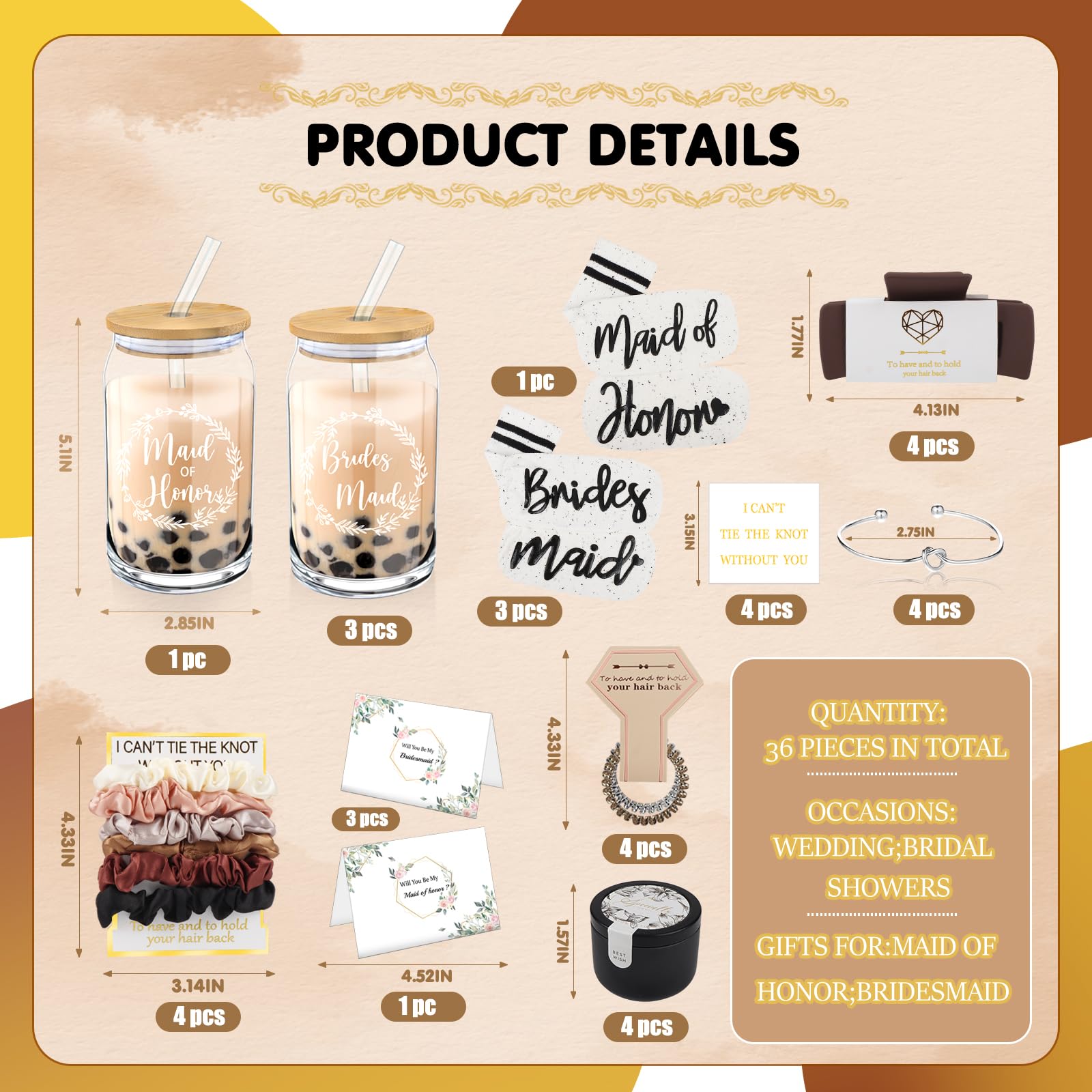 Four 16oz glass cups with lids and glass straws