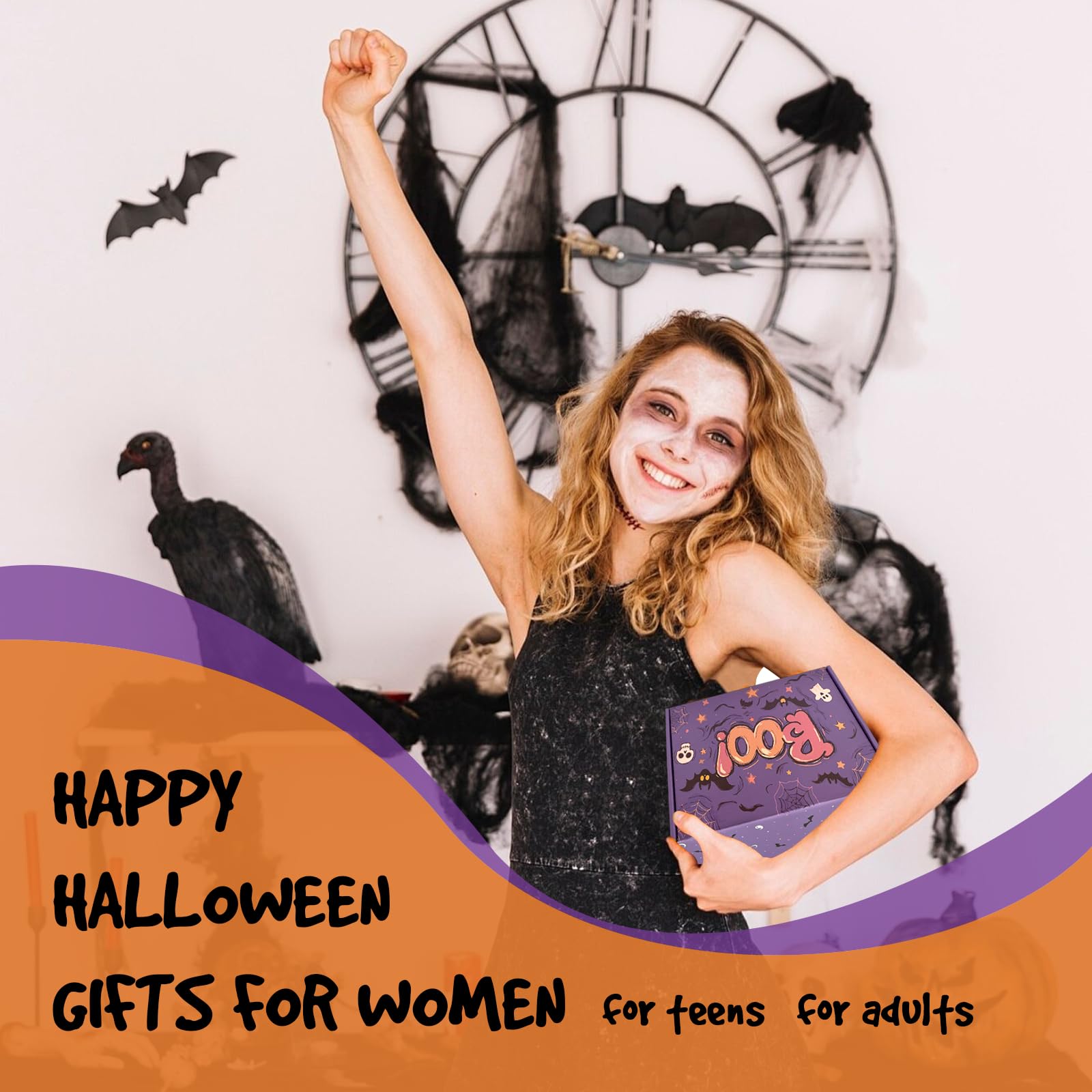 Ghost shaped greeting card included in MHSMHL Boo Basket Stuffers for Women