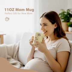 Mama care package mug and makeup bags close up