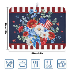 MiaoSi 16x18 patriotic dish drying mat in red blue white