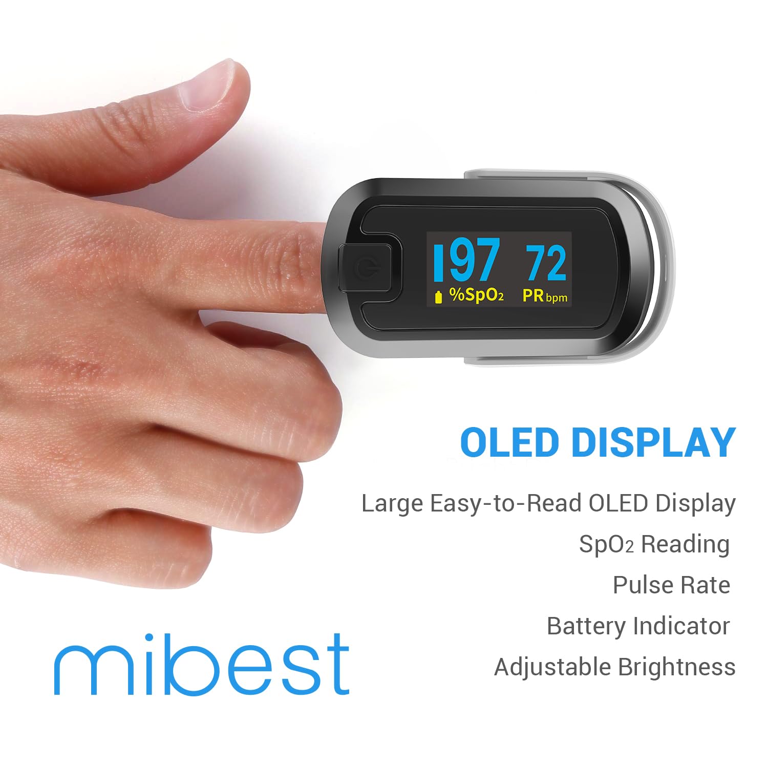 O2 meter mibest oximeter with dual color display