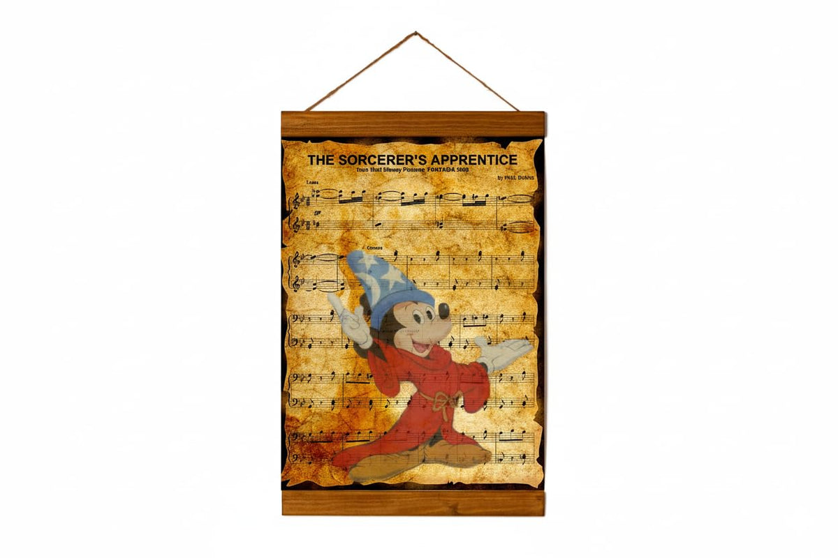 Mickey Sorcerer's Apprentice canvas print with wood frame