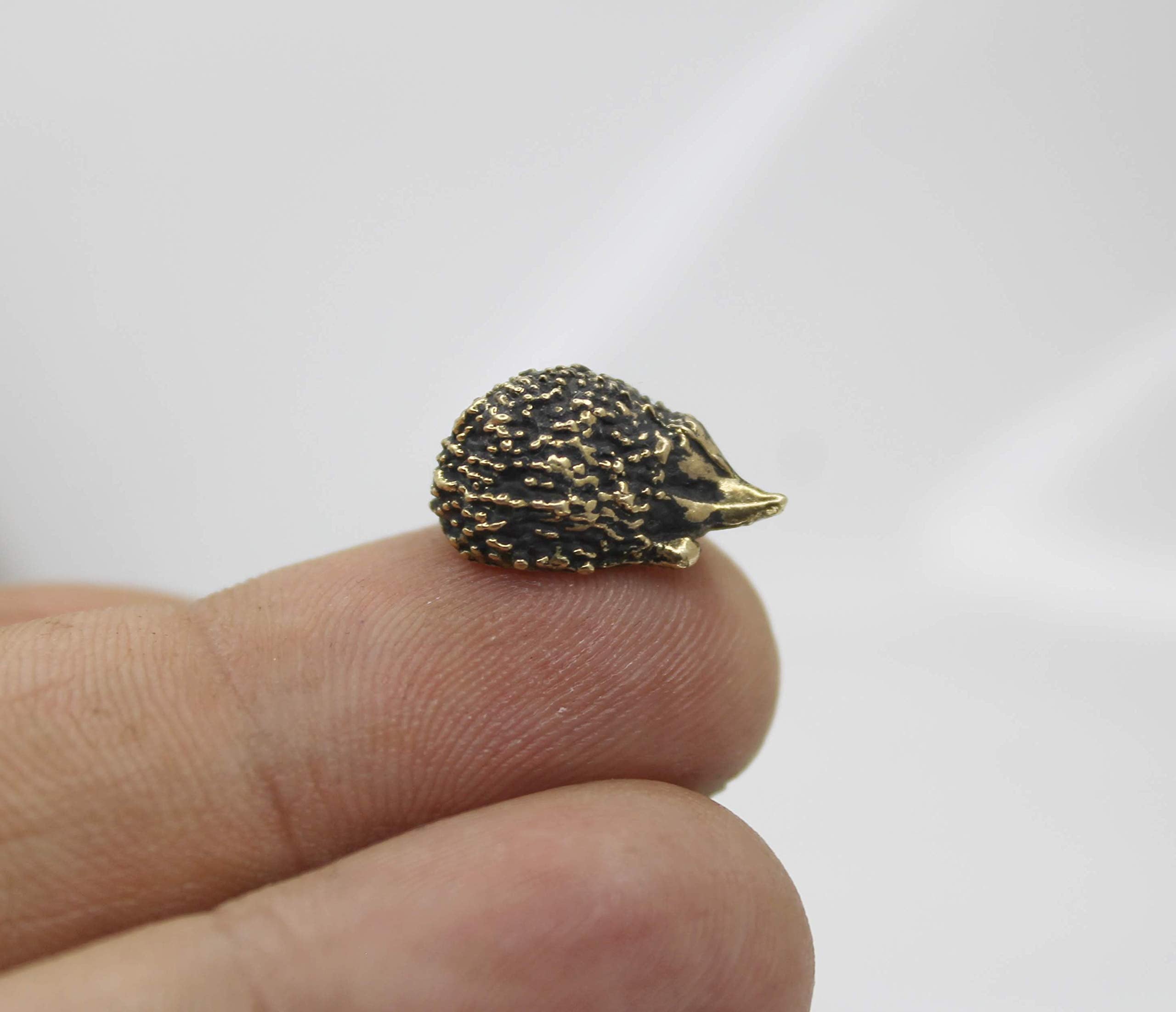 Hedgehog brass figurine tiny keepsake