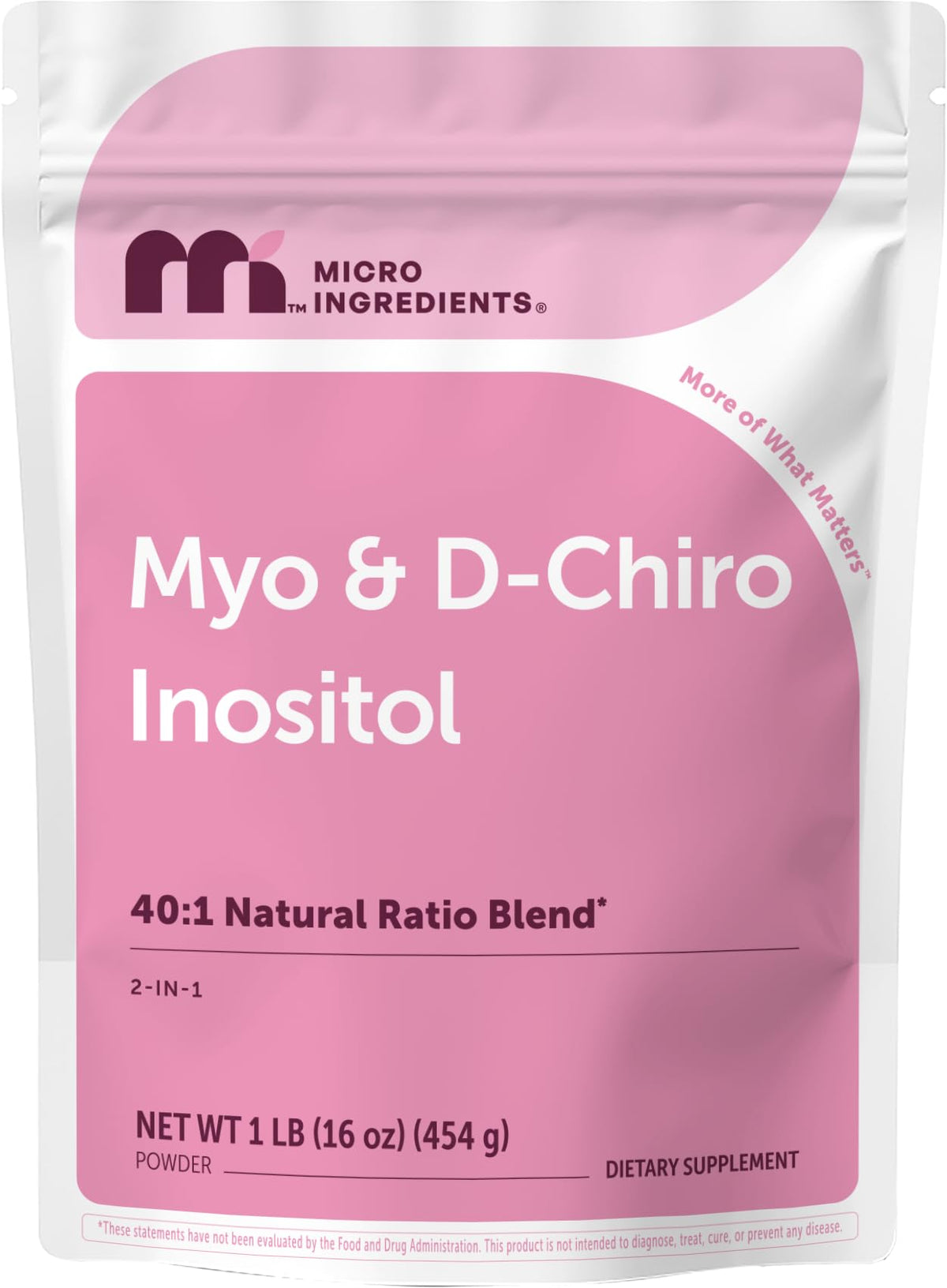 Micro Ingredients Myo-Inositol & D-Chiro Inositol Powder 1lb unflavored