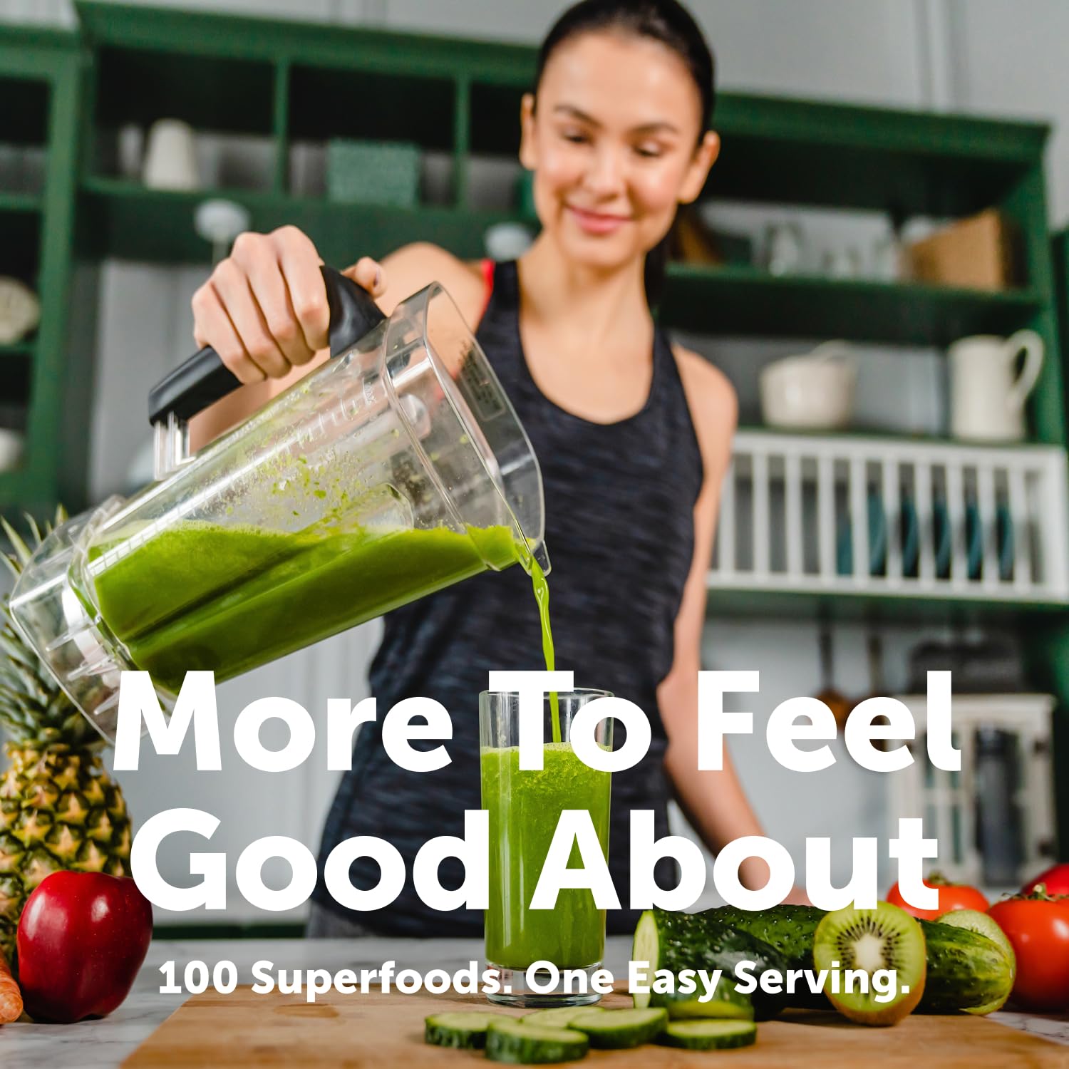 Barley grass chlorella kale blueberry pomegranate blend in powder