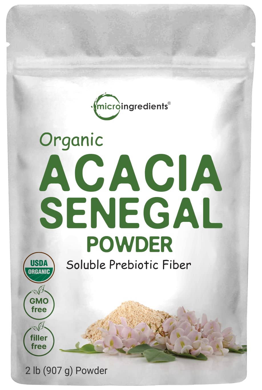 Micro Ingredients Organic Acacia Senegal Fiber Powder 2 lb package