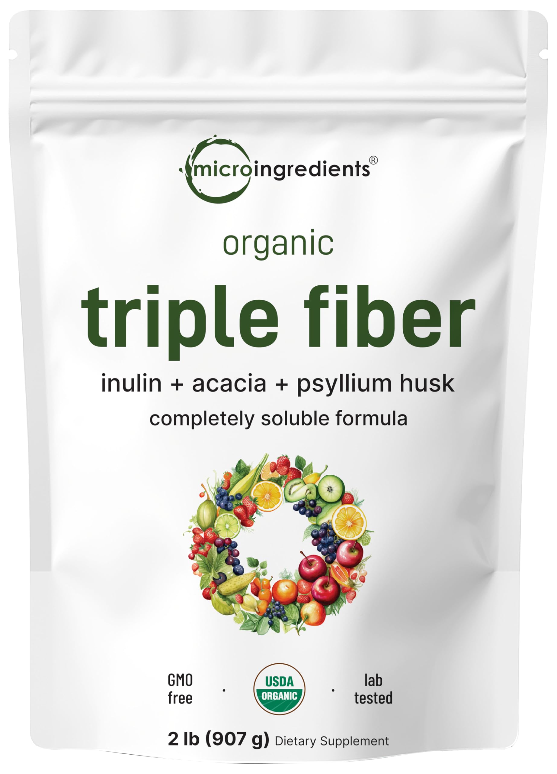 Micro Ingredients Organic Triple Fiber Powder 2lb package