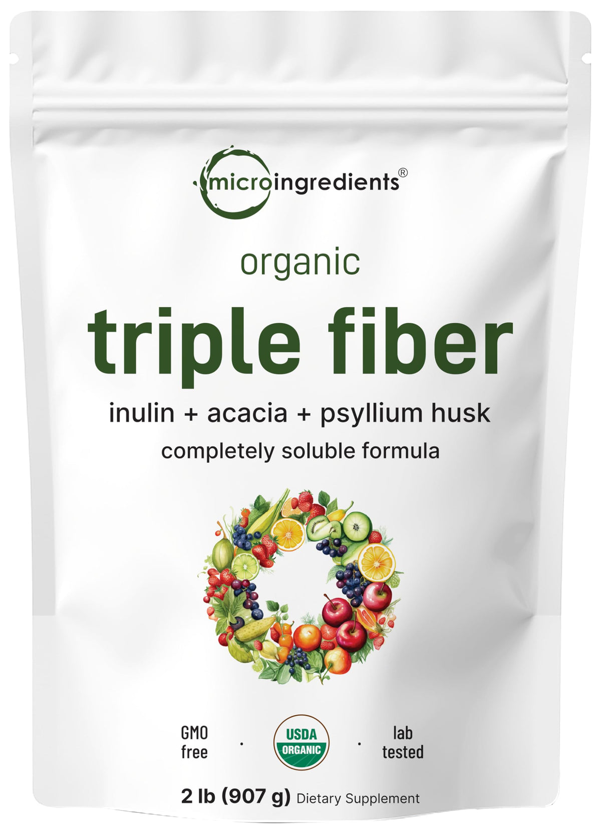 Micro Ingredients Organic Triple Fiber Powder 2lb package