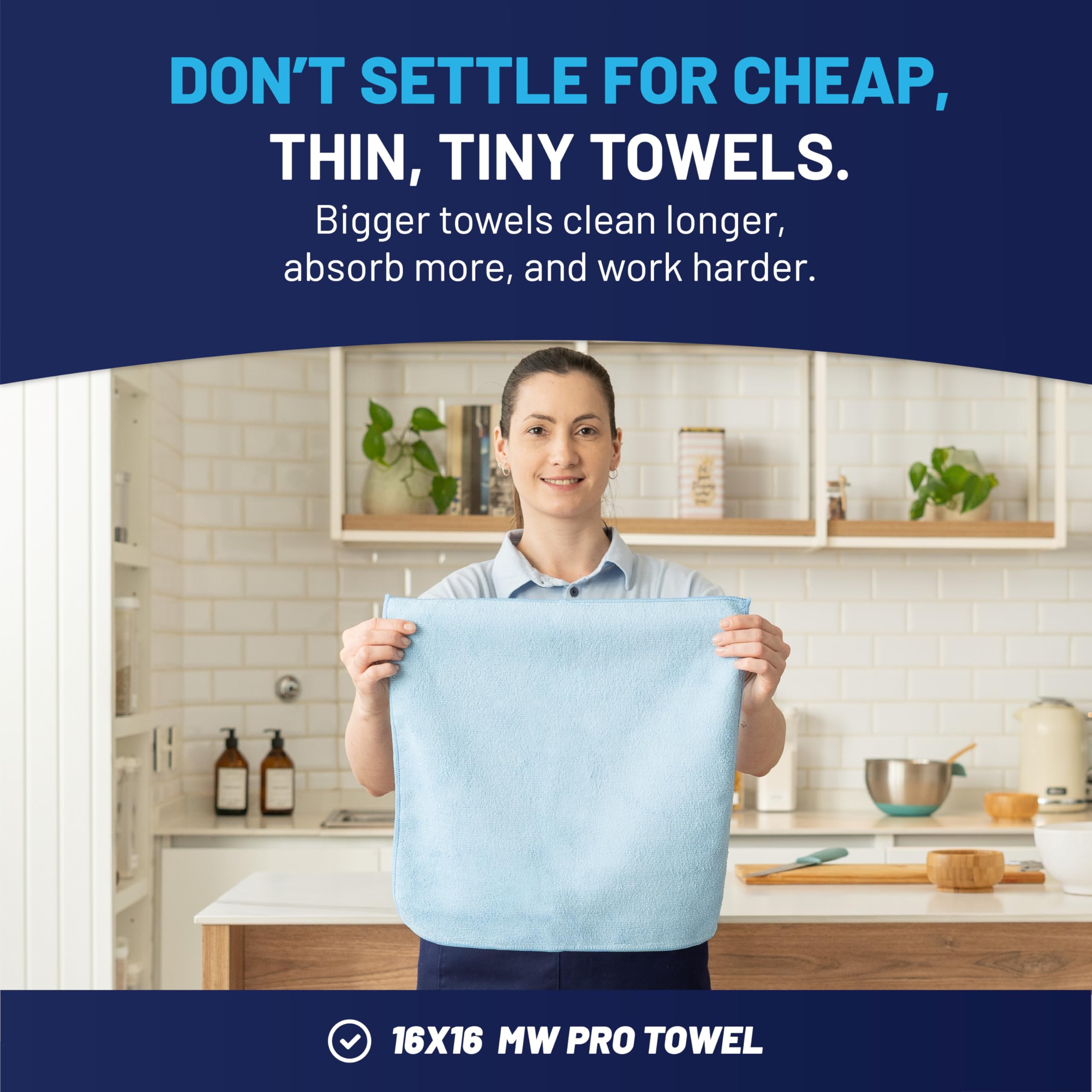Premium Pro microfiber cloth blue 16x16 all purpose towel