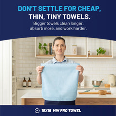 Premium Pro microfiber cloth blue 16x16 all purpose towel
