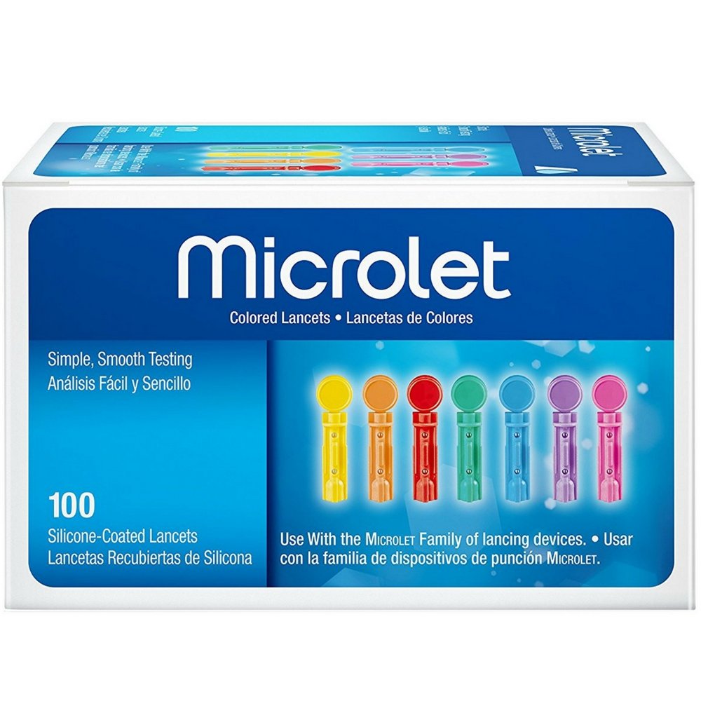 Microlet Colored Lancets Pack of 2 100 lancets for glucose testing