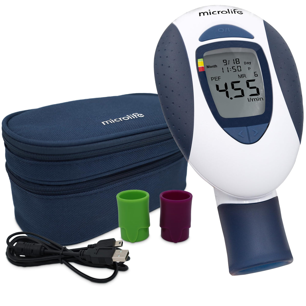 Microlife deluxe kit peak flow meter close up