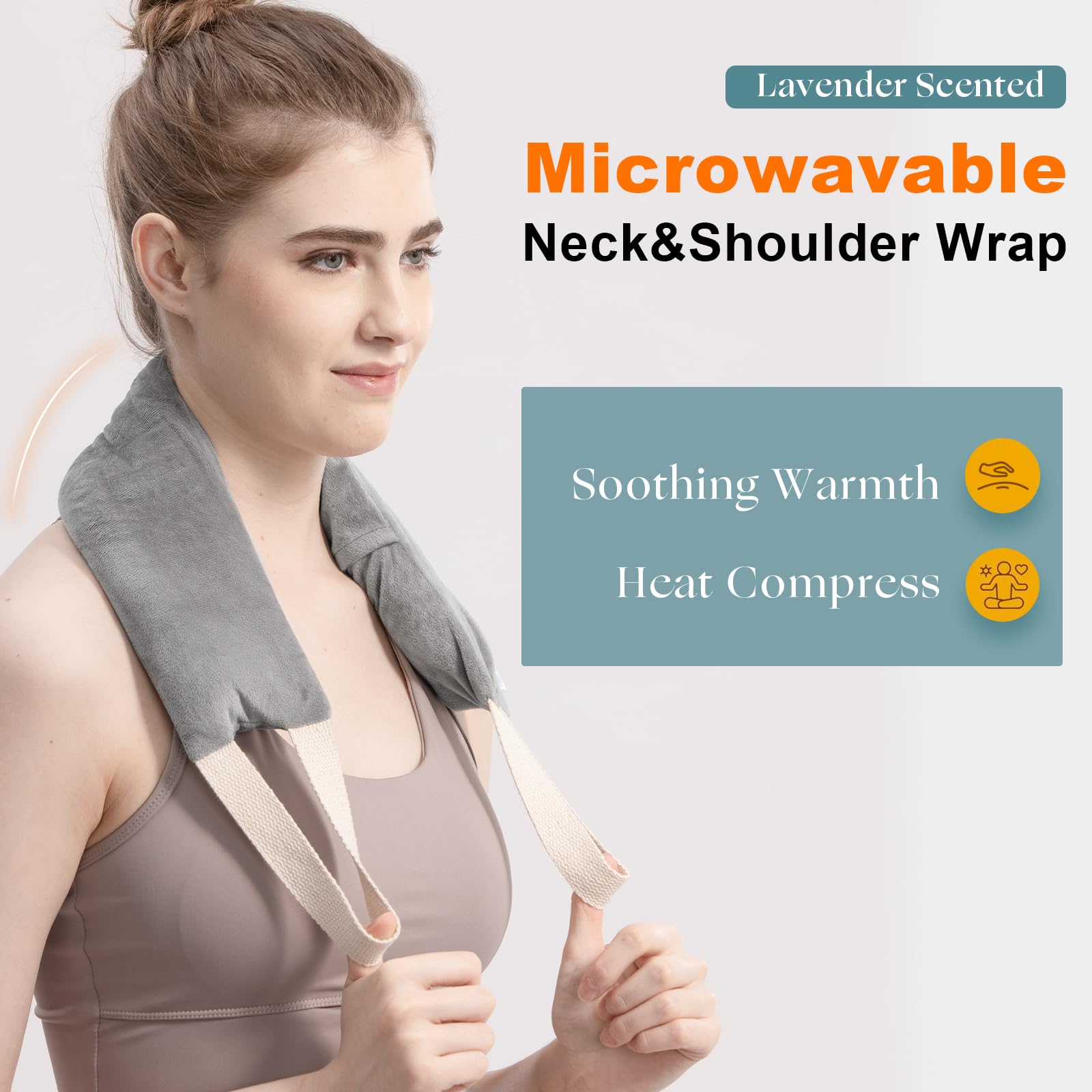 Microwavable lavender scented heating pad in use