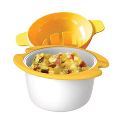 Microwave egg cooker with silicone handles