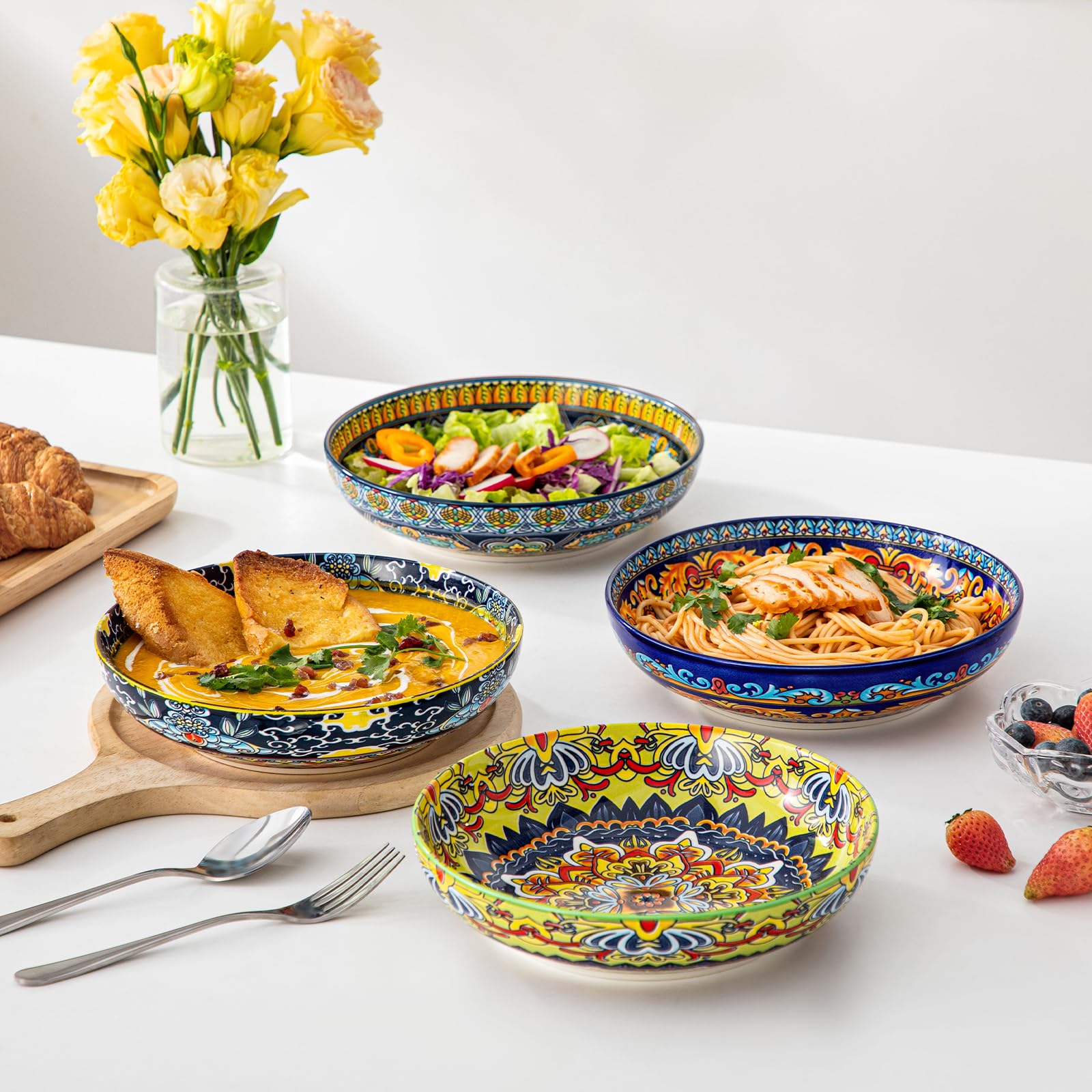 set of 4 bowls for pasta meals and desserts