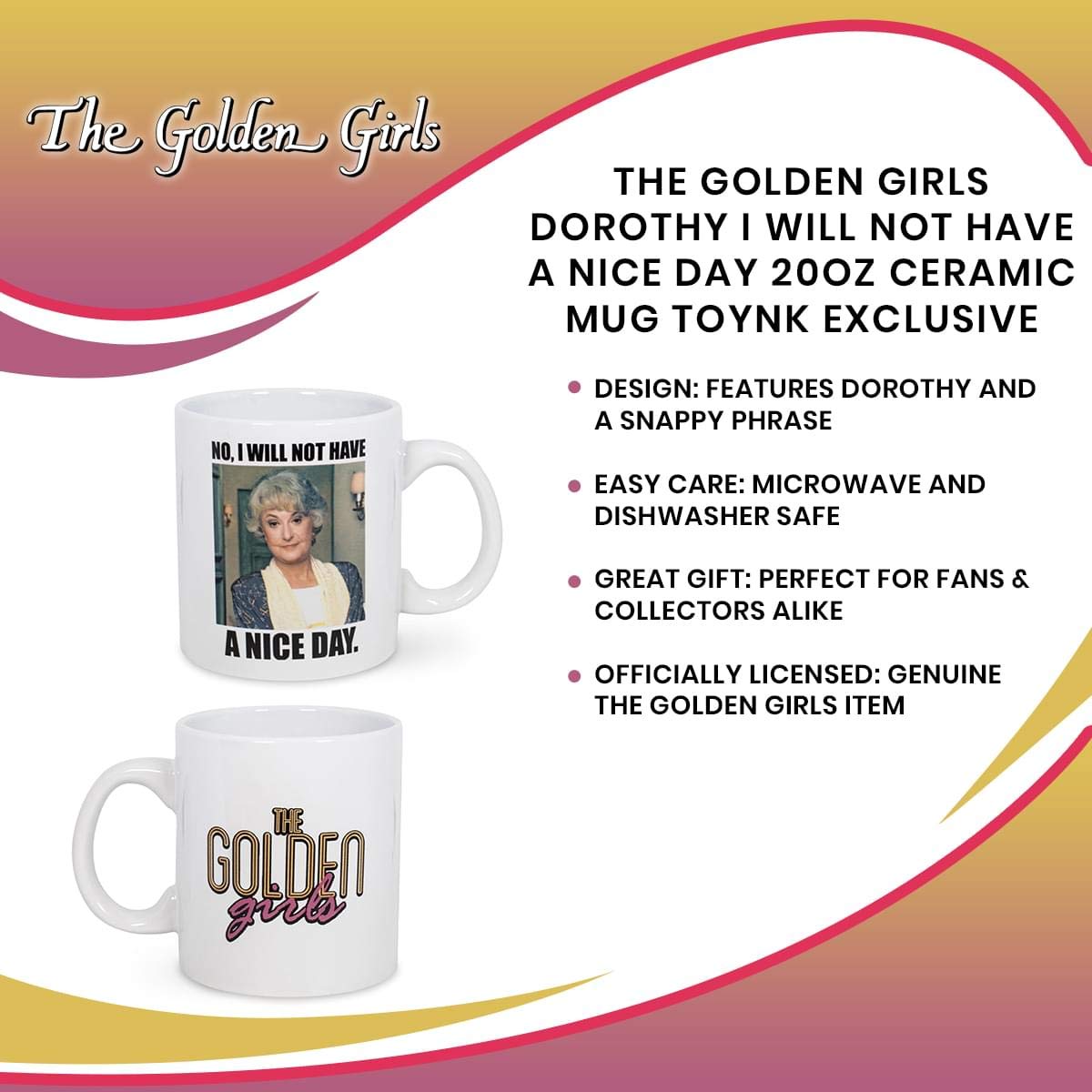 20-ounce capacity The Golden Girls mug in white ceramic