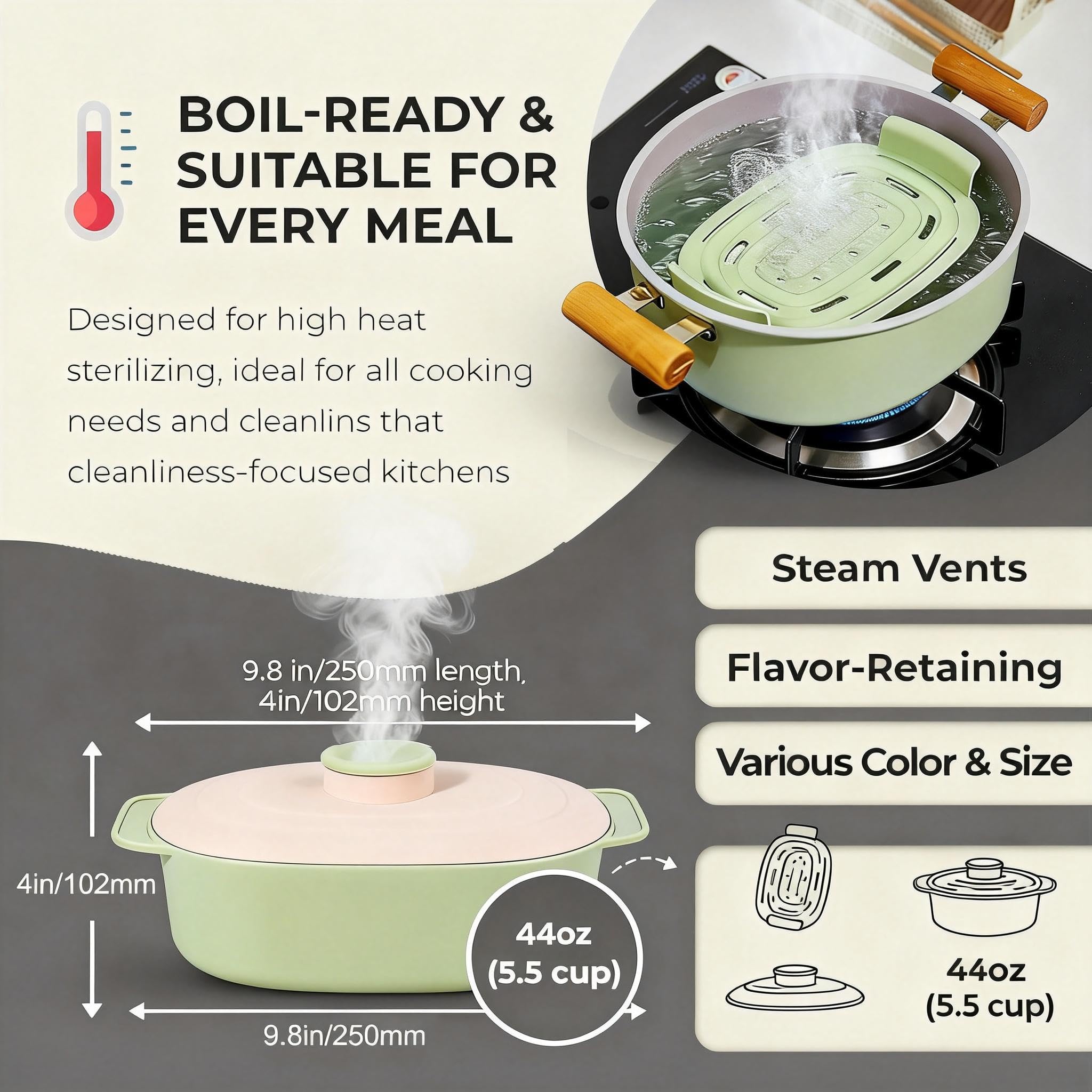 microwave-safe steamer bowl showing lid and water lid