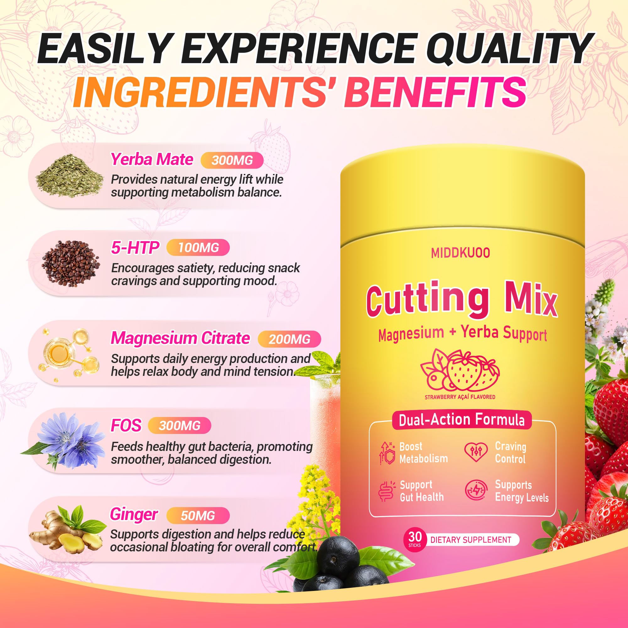 Digestive health support from MIDDKUOO Cutting Drink Mix with FOS