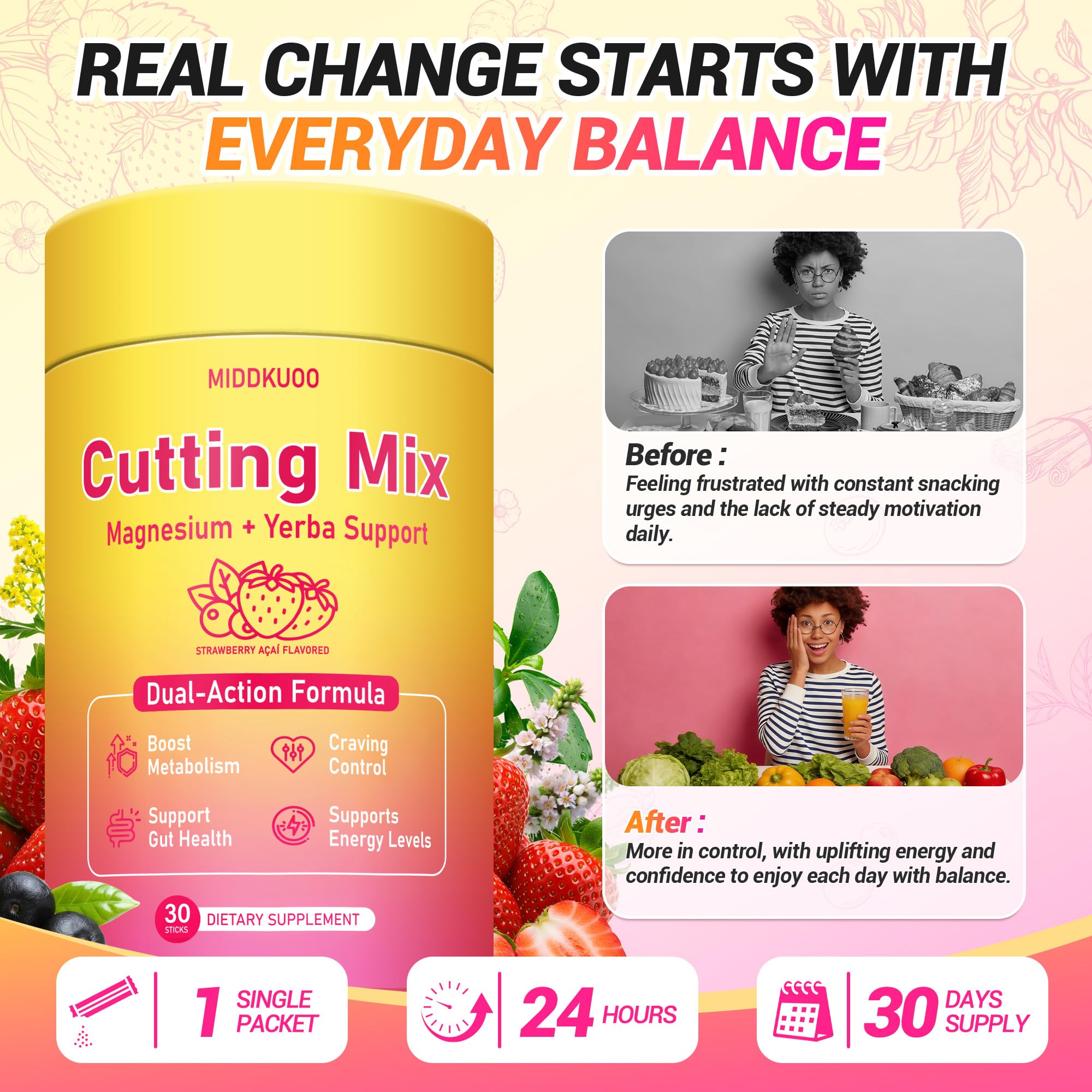Ginger extract and FOS in MIDDKUOO Cutting Drink Mix sticks