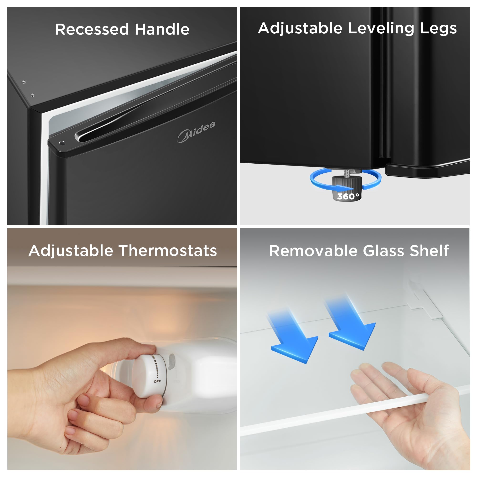 Ultra quiet operation under 42dB in Midea MERM33S1ABB fridge