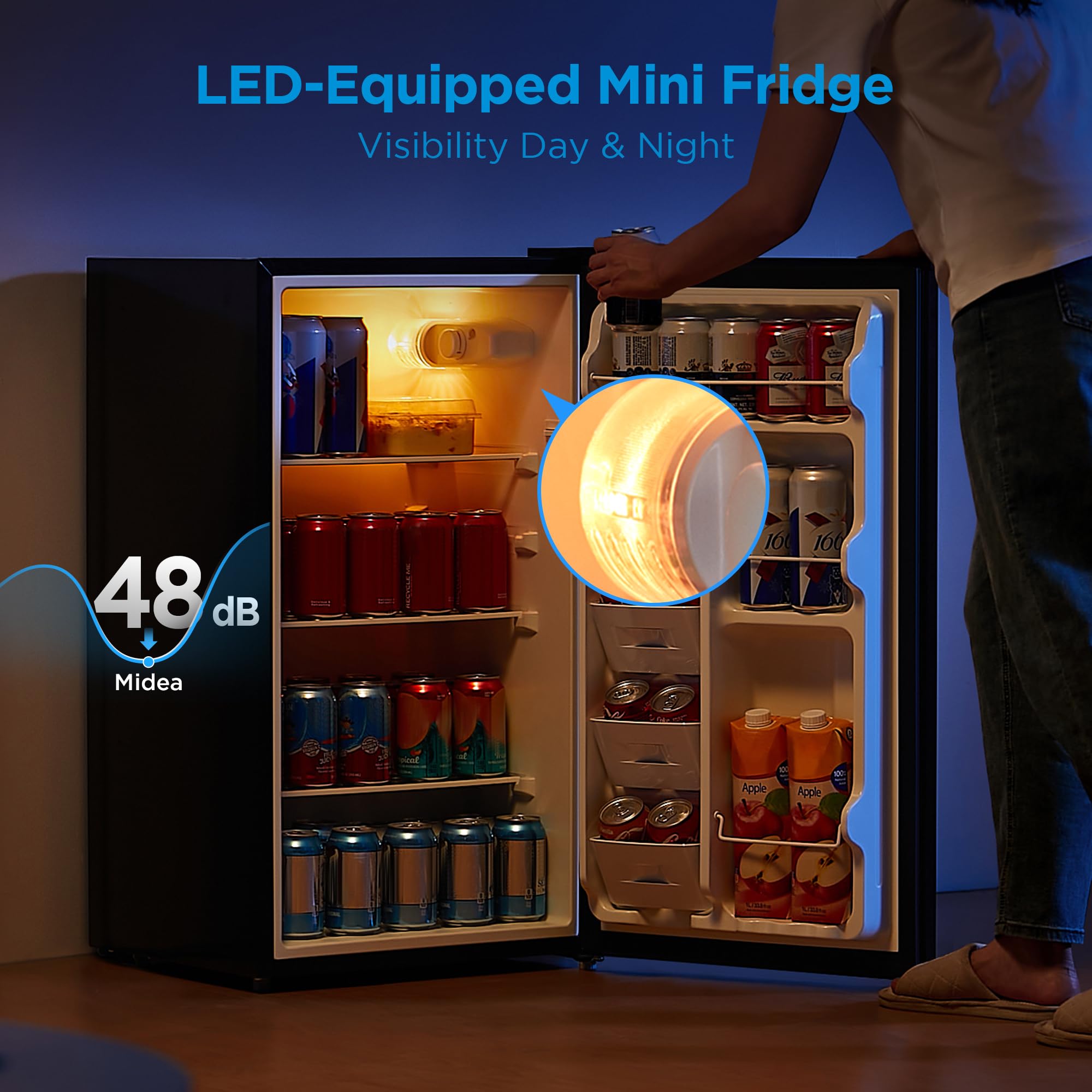 2L bottle rack stores milk and drinks in Midea MERM33S1ABB fridge