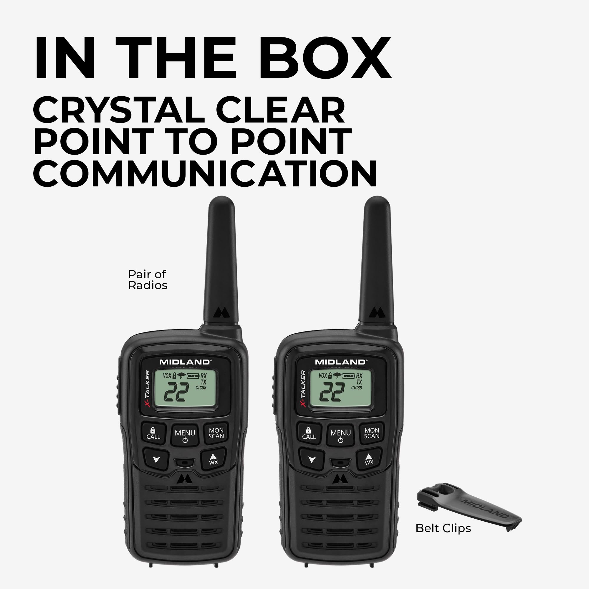 Weather alert feature on Midland walkie talkie