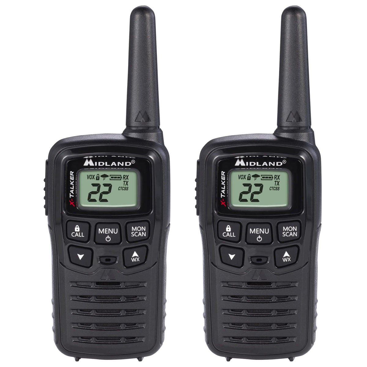 Midland T10 X-Talker FRS Walkie Talkie black front view