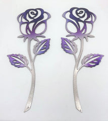 Two-piece rose wall decor made in United States with hanging holes